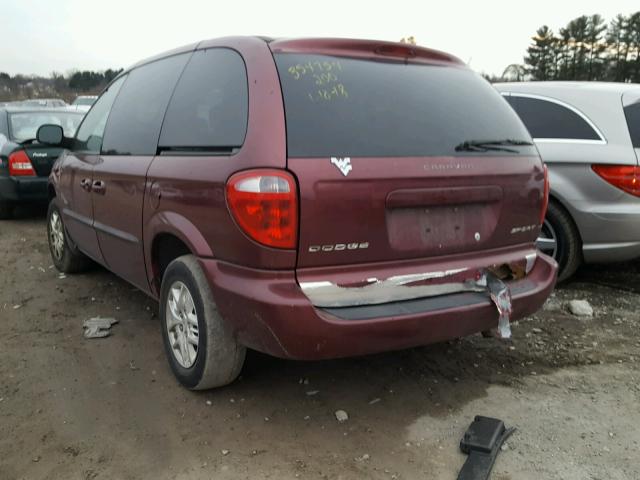 1B4GP45392B553867 - 2002 DODGE CARAVAN SP BURGUNDY photo 3