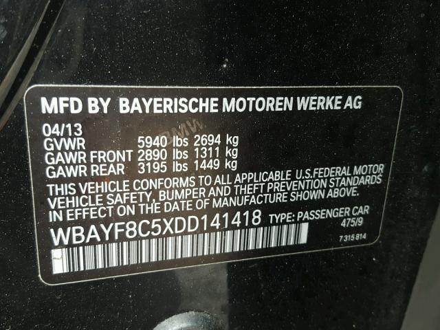 WBAYF8C5XDD141418 - 2013 BMW 750LI XDRI WHITE photo 10