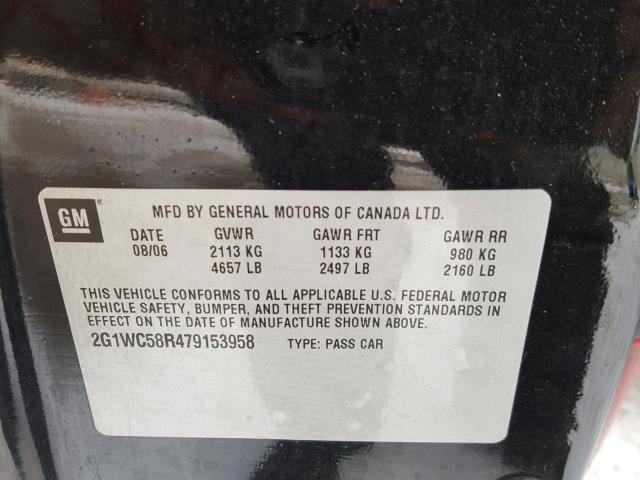 2G1WC58R479153958 - 2007 CHEVROLET IMPALA LT BLACK photo 10