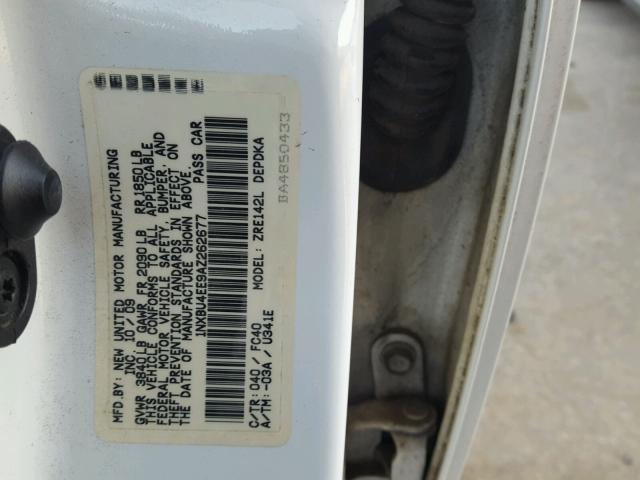 1NXBU4EE9AZ262677 - 2010 TOYOTA COROLLA BA WHITE photo 10