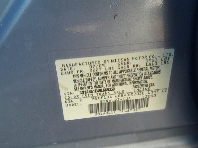 3N1AB61E49L689359 - 2009 NISSAN SENTRA 2.0 GRAY photo 10