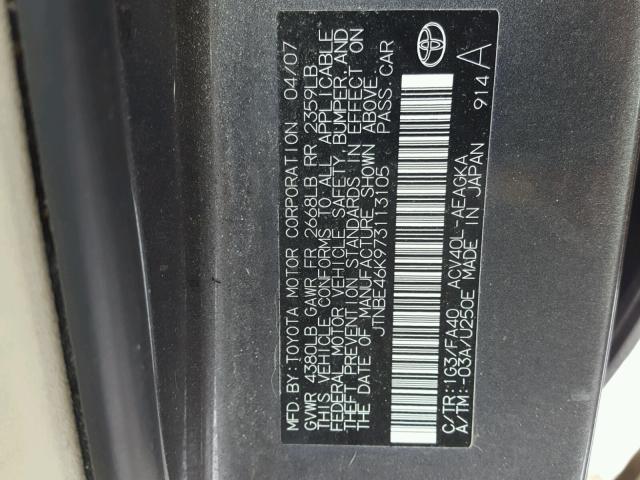 JTNBE46K973113105 - 2007 TOYOTA CAMRY NEW BLACK photo 10