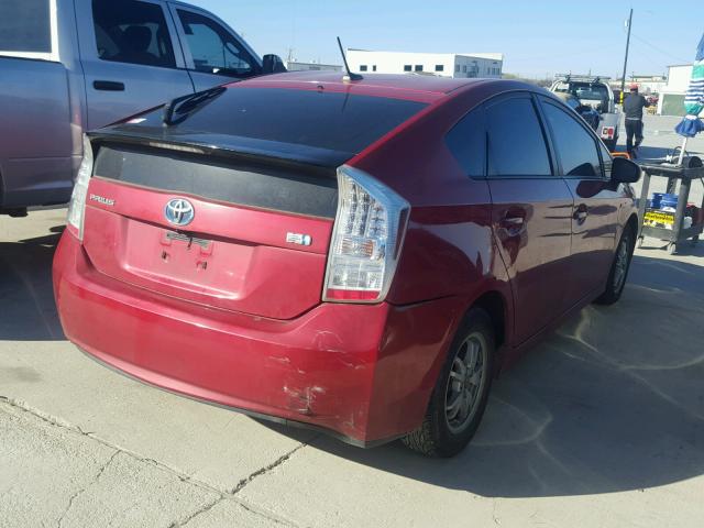 JTDKN3DUXA0041259 - 2010 TOYOTA PRIUS RED photo 4