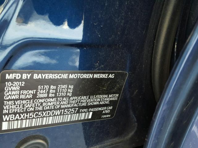 WBAXH5C5XDDW15257 - 2013 BMW 528 XI BLUE photo 10