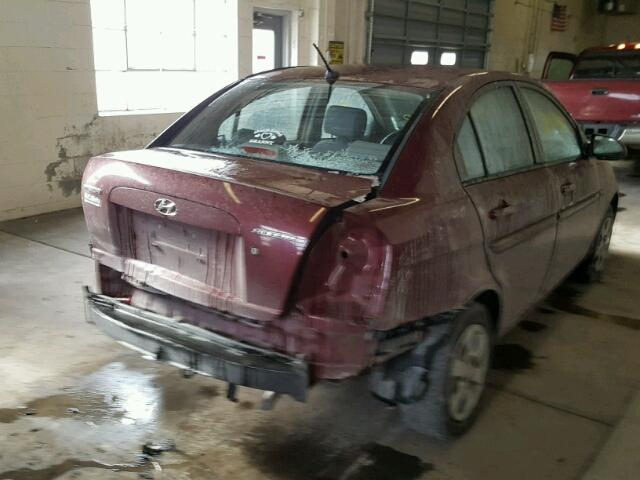 KMHCN46CX6U057715 - 2006 HYUNDAI ACCENT GLS MAROON photo 4