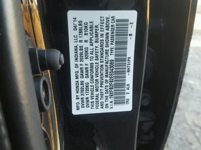 19XFB2F82EE043069 - 2014 HONDA CIVIC EX BLACK photo 10