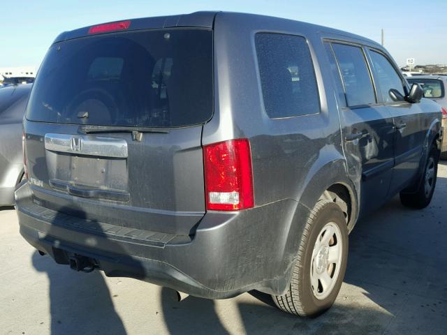 5FNYF3H20CB005374 - 2012 HONDA PILOT LX GRAY photo 4