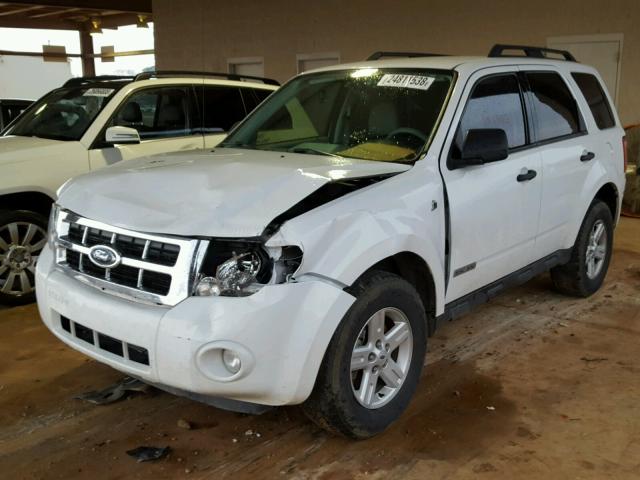 1FMCU49H98KC05488 - 2008 FORD ESCAPE HEV WHITE photo 2