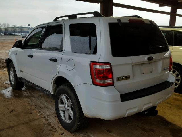 1FMCU49H98KC05488 - 2008 FORD ESCAPE HEV WHITE photo 3