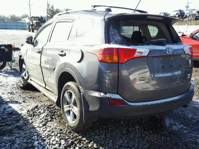 JTMRFREV4FD164285 - 2015 TOYOTA RAV4 XLE CHARCOAL photo 3