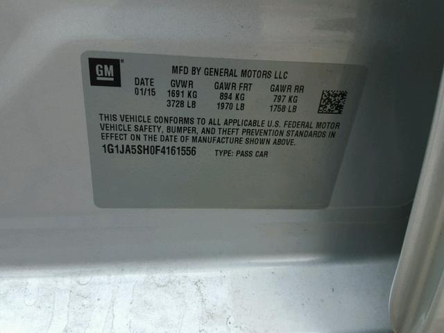 1G1JA5SH0F4161556 - 2015 CHEVROLET SONIC LS 银色 照片 10