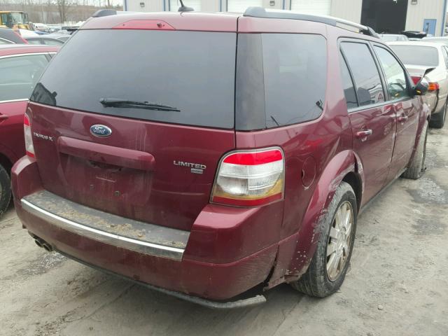 1FMDK06W28GA23074 - 2008 FORD TAURUS X L MAROON photo 4