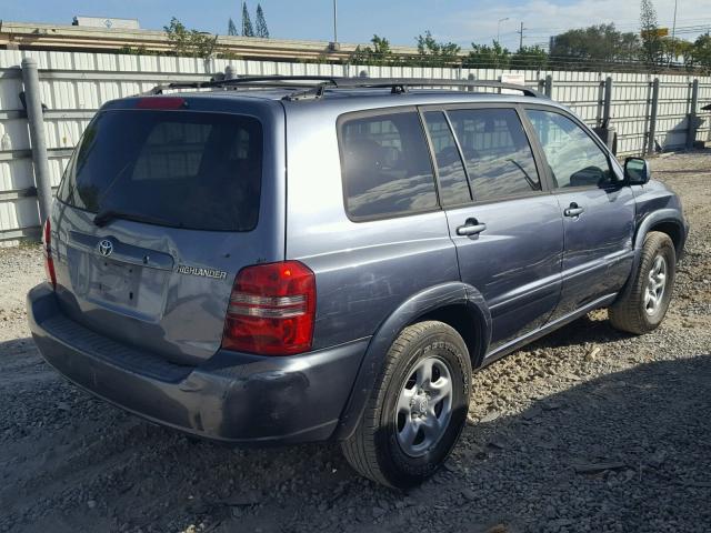 JTEGD21A820042730 - 2002 TOYOTA HIGHLANDER BLUE photo 4