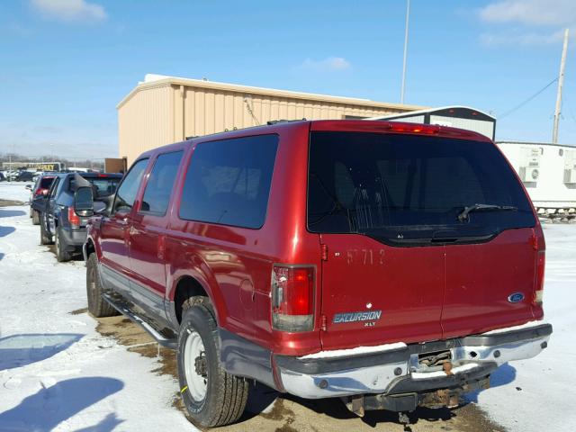 1FMNU41S42ED70743 - 2002 FORD EXCURSION RED photo 3