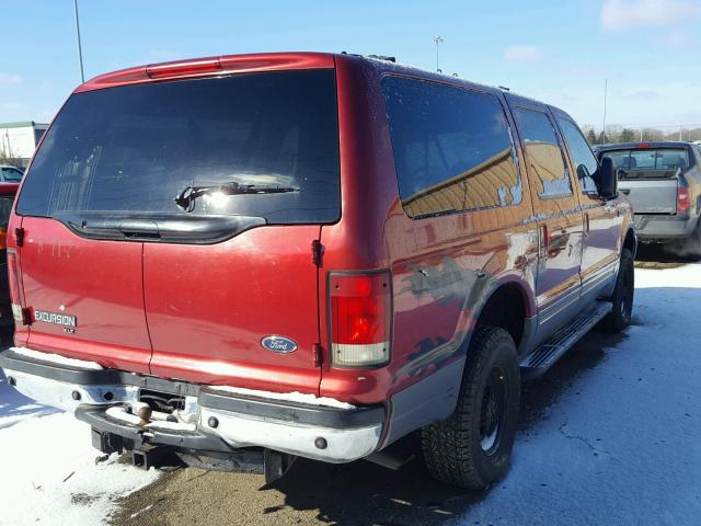 1FMNU41S42ED70743 - 2002 FORD EXCURSION RED photo 4