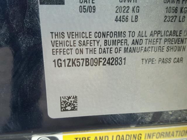 1G1ZK57B09F242831 - 2009 CHEVROLET MALIBU LTZ 蓝色 照片 10