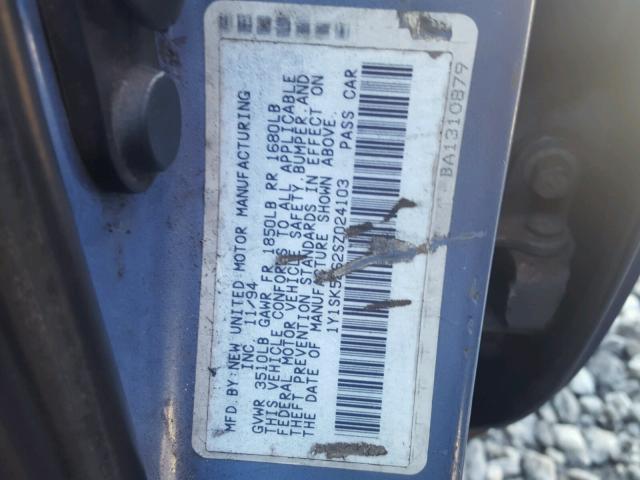 1Y1SK5262SZ024103 - 1995 GEO PRIZM BASE ლურჯი ფოტო 10