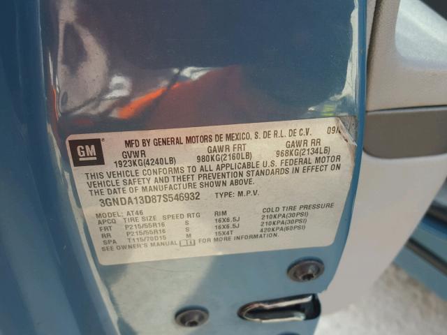 3GNDA13D87S546932 - 2007 CHEVROLET HHR LS BLUE photo 10