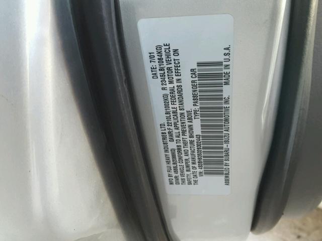 4S3BH635326302443 - 2002 SUBARU LEGACY L SILVER photo 10