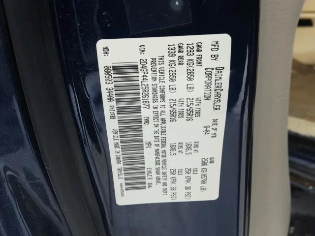 2D4GP44L25R261877 - 2005 DODGE GRAND CARA BLUE photo 10