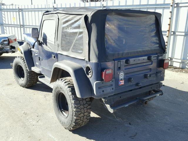 1J4FA49S81P325341 - 2001 JEEP WRANGLER / BLUE photo 3