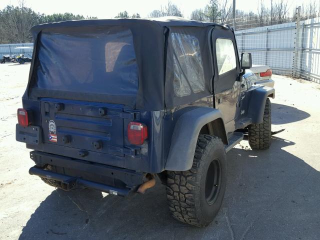 1J4FA49S81P325341 - 2001 JEEP WRANGLER / BLUE photo 4