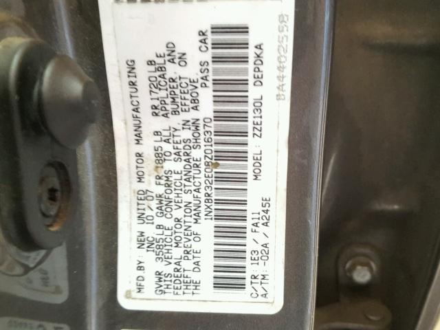 1NXBR32E08Z016370 - 2008 TOYOTA COROLLA CE GRAY photo 10