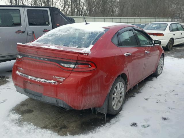 1C3CDFCH5DD317555 - 2013 DODGE DART LIMIT RED photo 4