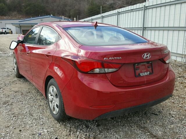 KMHDH4AE4GU478304 - 2016 HYUNDAI ELANTRA SE RED photo 3