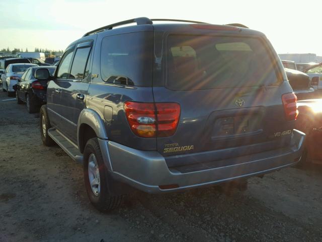 5TDBT44AX1S010074 - 2001 TOYOTA SEQUOIA SR BLUE photo 3