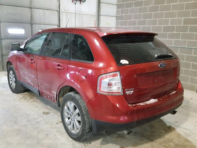 2FMDK38C87BB62586 - 2007 FORD EDGE SEL BURGUNDY photo 3