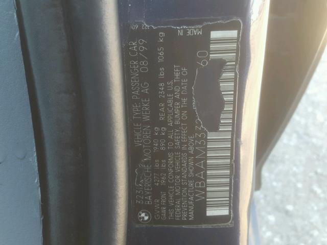 WBAAM3332YFP67760 - 2000 BMW 323 I BLUE photo 10
