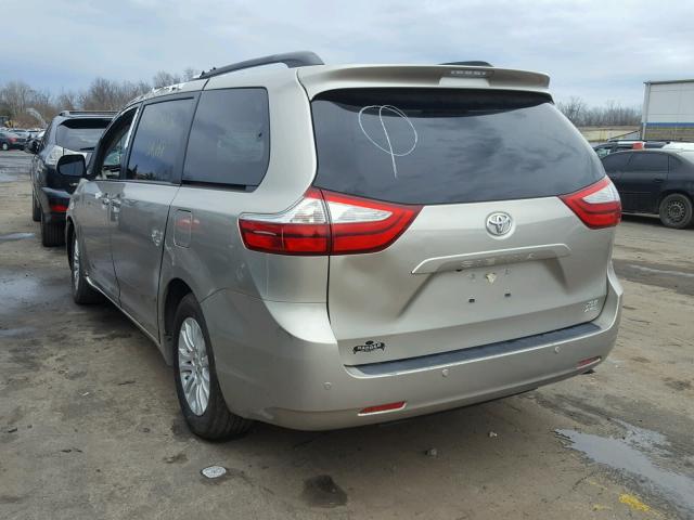 5TDDK3DC9FS099117 - 2015 TOYOTA SIENNA XLE TAN photo 3