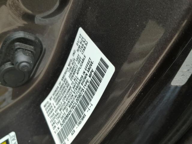 5J6RM4H76CL009075 - 2012 HONDA CR-V EXL GRAY photo 10