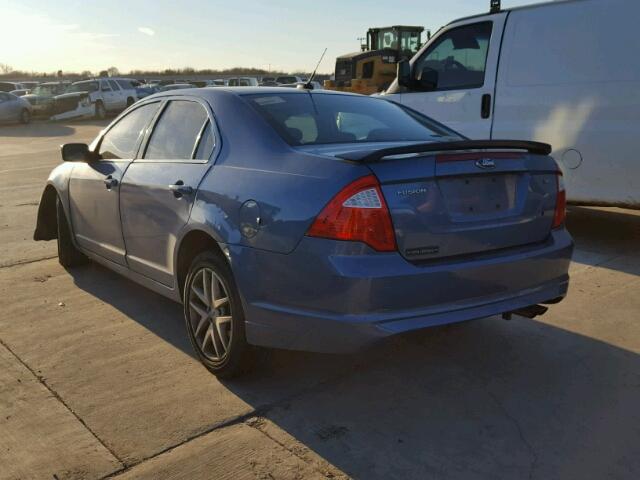 3FAHP0HA7AR112670 - 2010 FORD FUSION SE BLUE photo 3