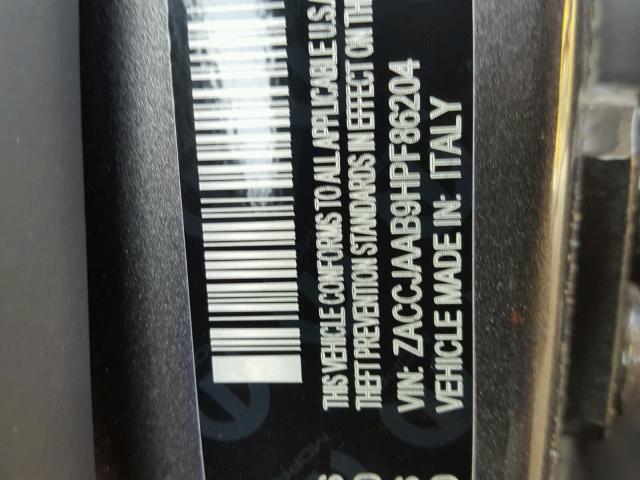 ZACCJAAB9HPF86204 - 2017 JEEP RENEGADE S GRAY photo 10