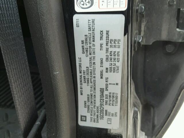 1GCDSCF91C8104408 - 2012 CHEVROLET COLORADO L BLACK photo 10