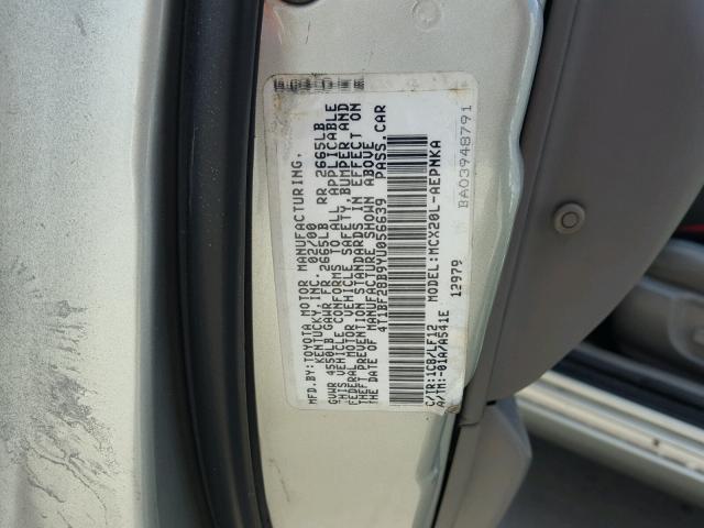 4T1BF28B9YU056639 - 2000 TOYOTA AVALON XL SILVER photo 10