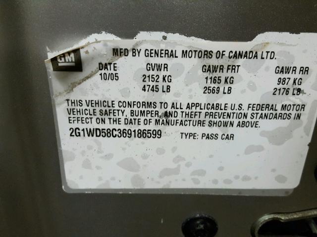 2G1WD58C369186599 - 2006 CHEVROLET IMPALA SUP 银色 照片 10