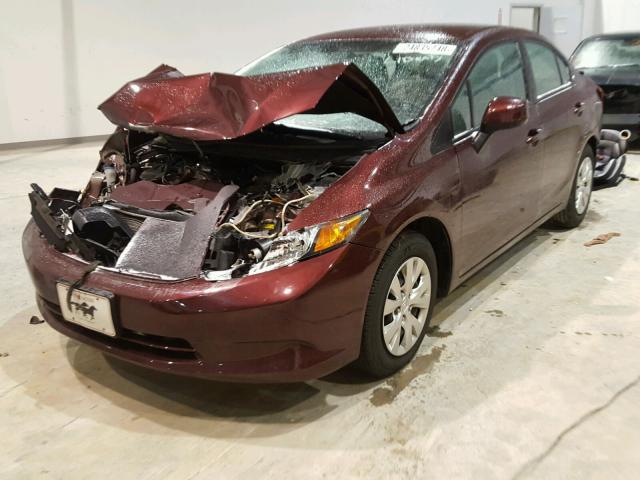 19XFB2F51CE043714 - 2012 HONDA CIVIC LX RED photo 2