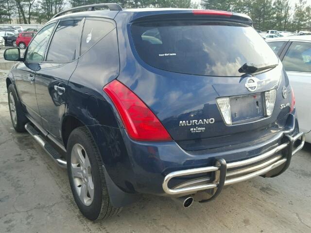 JN8AZ08W73W236931 - 2003 NISSAN MURANO SL BLUE photo 3