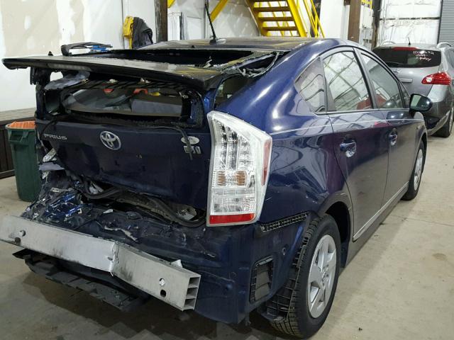 JTDKN3DU0B1397702 - 2011 TOYOTA PRIUS BLUE photo 4