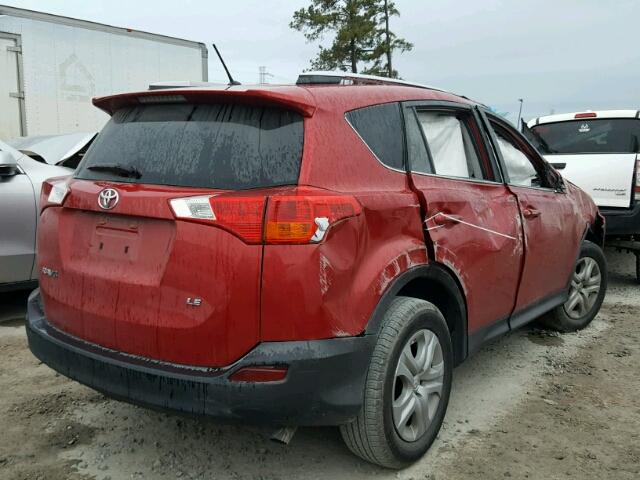 2T3ZFREV8FW149355 - 2015 TOYOTA RAV4 LE RED photo 4