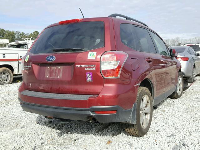 JF2SJADC9FH427883 - 2015 SUBARU FORESTER 2 BURGUNDY photo 4