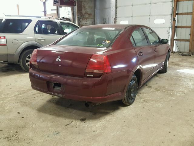 4A3AB36F24E123252 - 2004 MITSUBISHI GALANT ES MAROON photo 4