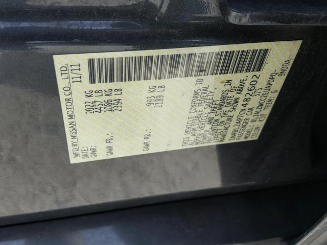 1N4BL2AP7CN482602 - 2012 NISSAN ALTIMA SR GRAY photo 10