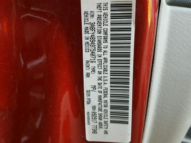 3A8FY48949T540716 - 2009 CHRYSLER PT CRUISER RED photo 10