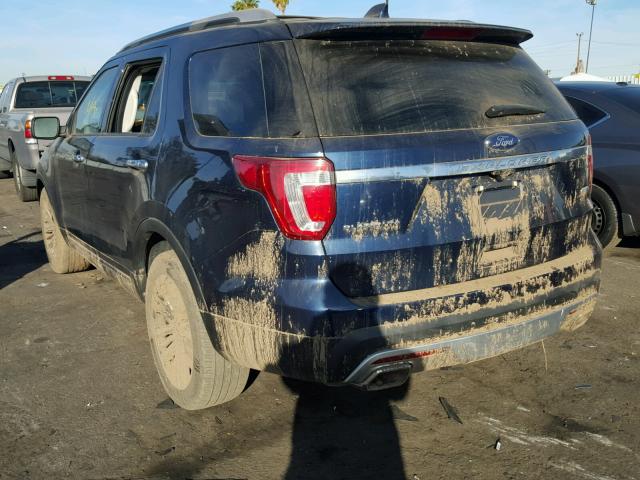 1FM5K8HT0HGB70841 - 2017 FORD EXPLORER P BLUE photo 3