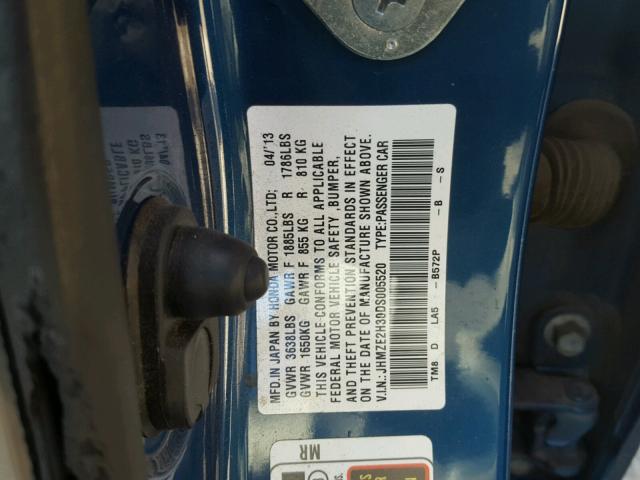 JHMZE2H30DS005520 - 2013 HONDA INSIGHT BLUE photo 10