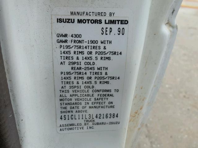 4S1CL11L3L4216384 - 1990 ISUZU CONVENTION WHITE photo 10